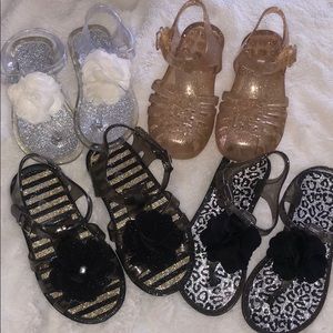 Girls Sparkle Flower Jelly Sandal Bundle